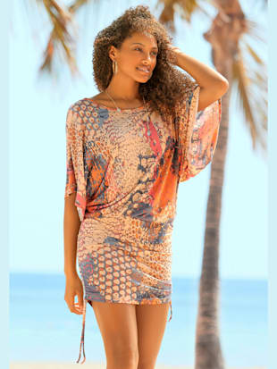 T-shirt long encolure ronde - Buffalo - Orange Imprimé