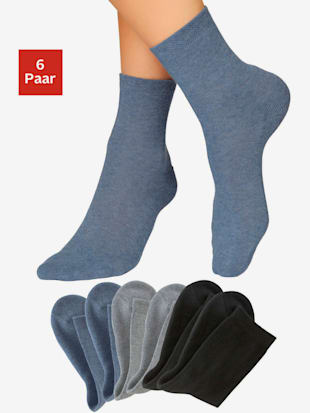 chaussettes socquettes avec semelle éponge douce - h.i.s - 2x noir, 2x jean-fils chinés, 2x gris-fils chinés