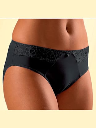 Slip confortable avec élégant empiècement dentelle - LASCANA - Noir