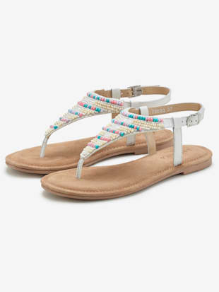 Sandales+orne+de+jolies+petites+pierres+fantaisie+-+LASCANA+-+blanc