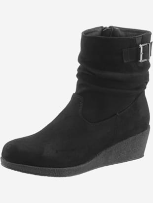 Bottines compensées classiques, textile doux, imitation cuir velours - CITY WALK - Noir