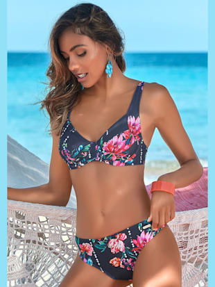 Haut de maillot de bain à armatures imprimé floral moderne - Sunseeker - Marine Imprimé