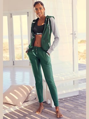 Veste à capuche veste sweat bicolore à glissière - Bench. - Vert Foncé-gris Clair