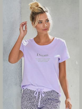 haut de pyjama court imprimé devant - vivance dreams - violet