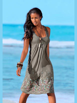 Robe de plage robe d'été imprimée sans manches - Beachtime - Taupe