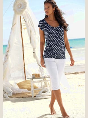 pantalon 3/4 coupe 5 poches classique - beachtime - blanc