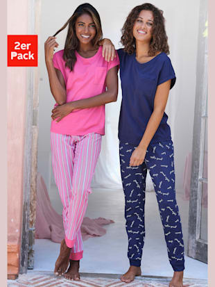 Lot de 2 pyjamas à motifs - Vivance Dreams - Motifs Bleu-rose
