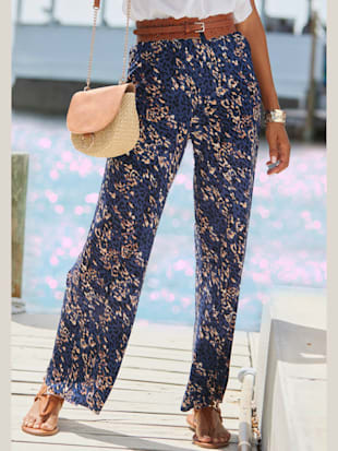 Pantalon+en+jersey+jambes+larges+tendance+-+Vivance+-+bleu-rose+imprime