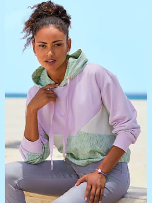 Sweatshirt à capuche capuche doublée avec logo - Venice Beach - Parme-vert