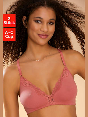 Soutien-gorge bralette sans armatures, bonnets préformés sans couture - petite fleur - Poudre + Terr