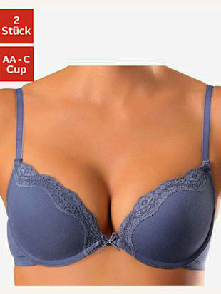 Soutien-gorge push-up en lot de 2 séduisant - petite fleur - Bleu + Crème