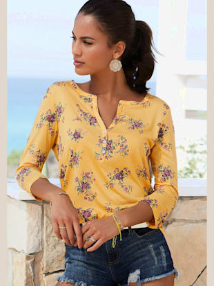 T-shirt à manches 3/4 lot de 2 pratique - LASCANA - Jaune