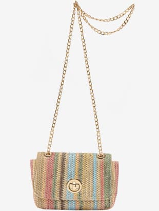 Sac+en+bandouliere+petite+poche+interieure+avec+glissiere+en+imitation+raphia+-+Vivance+-+multicolore