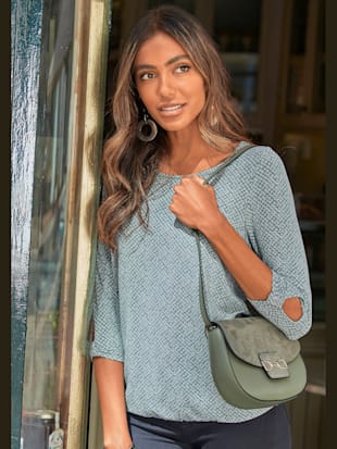 T-shirt à manches 3/4 petit nœud et découpe à la finition des manches - LASCANA - Vert