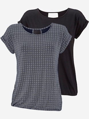 Lot de 2 t-shirts lascana - LASCANA - Marine À Motifs, Noir