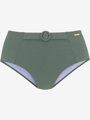 Bas de maillot de bain taille haute matière structurée aux couleurs tendances - Sunseeker - Vert Oli