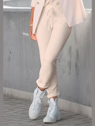 Pantalon en tricot avec bords-côtes larges - LASCANA - Crème