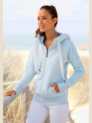 Veste sweat grande capuche doublée - Elbsand - Bleu Clair Chiné