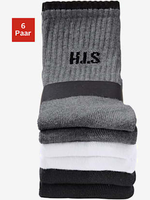 chaussettes de sport socquettes de sport pour elle et lui - h.i.s - 2x blanc, 2x noir, 2x gris chiné