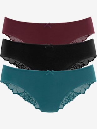 Bas de maillot de bain lot de 3 slips lascana - LASCANA - Pétrole, Noir, Bordeaux