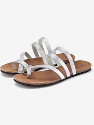 Tongs mules en cuir doux - LASCANA - Couleur Argenté