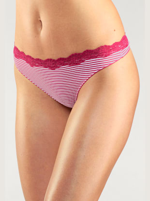 Lot de 3 strings lascana - LASCANA - Rouge À Rayures, Uni, À Pois