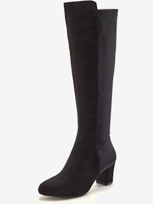 Bottes avec empiècement extensible tendance. hauteur du talon env. 6 cm - LASCANA - noir