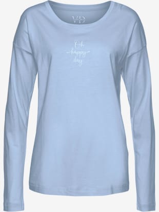 haut de pyjama t-shirt à manches longues avec imprimé devant - vivance dreams - bleu clair