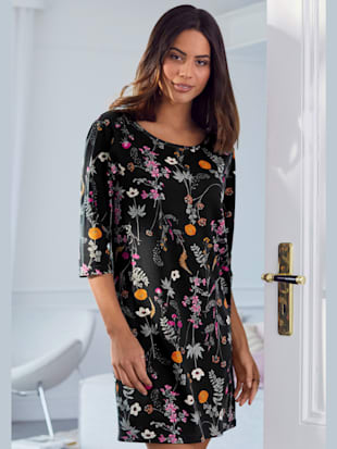 Élégante chemise de nuit avec imprimé floral - LASCANA - Noir