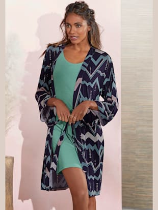 Kimono imprimé avec ceinture à nouer - LASCANA - Bleu Foncé