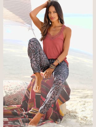 Haut de plage bande dentelle tendance - LASCANA - Couleur Rouille