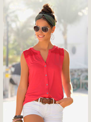 Haut de plage fausse patte de boutonnage devant - s.Oliver - Corail