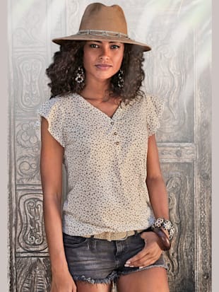 Débardeur lot de 2, imprimé mode et couleur unie - LASCANA - Crème, Beige