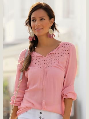 Chemisier en crêpe finition élastiquée aux manches - LASCANA - Mauve