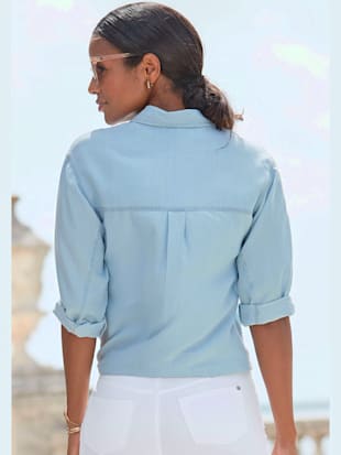 Chemisier à manches longues chemisier oversize décontracté - Vivance - Bleu Délavé
