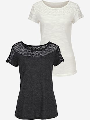 Lot de 2 t-shirts vivance - Vivance - Anthracite Chiné, Crème