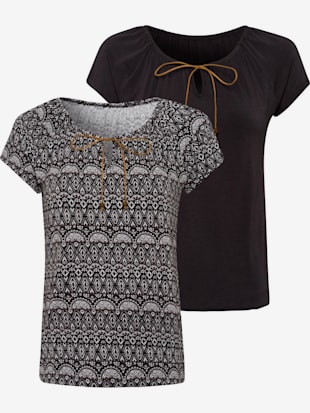 Lot de 2 t-shirts lascana - LASCANA - Noir Imprimé, Noir