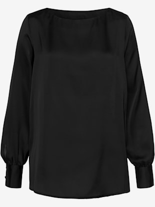 Chemisier en satin fentes latérales à l'ourlet - LASCANA - Noir