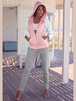 Veste à capuche veste sweat bicolore à glissière - Bench. - Rose-blanc