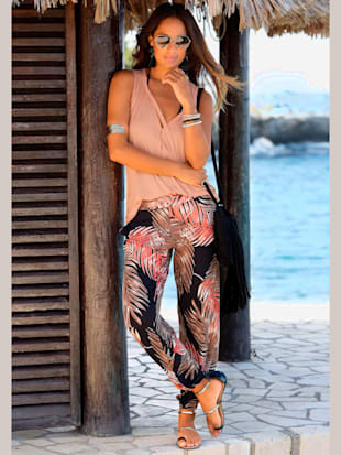 Pantalon de plage avec imprimé palmiers - LASCANA - Marron-orange