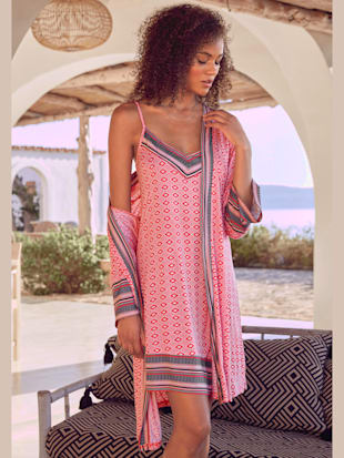 Déshabillé à motif ethnique - Vivance Dreams - Fuchsia À Motifs