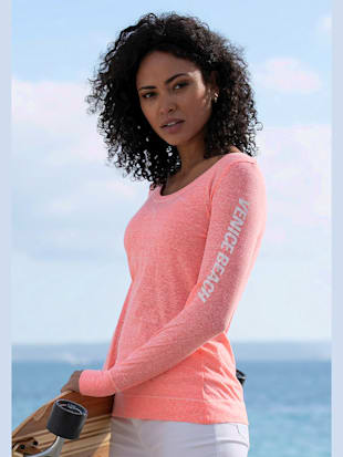 T-shirt manches longues aspect chiné tendance - Venice Beach - Corail Chiné
