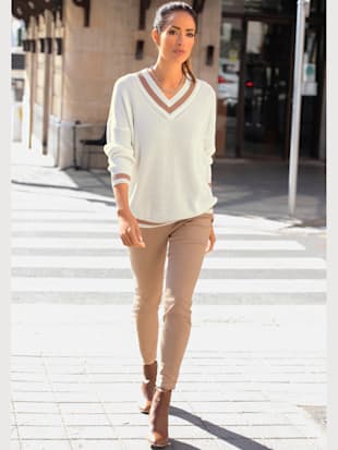 Pantalon extensible coutures décoratives sur la jambe devant - LASCANA - Beige