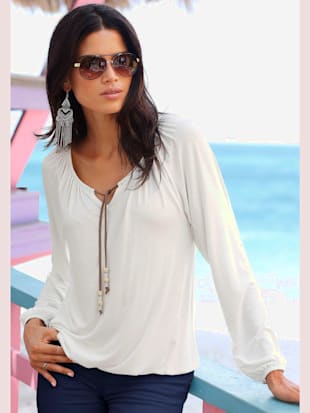 T-shirt de plage lien à nouer à l'encolure élastiquée - s.Oliver - Crème