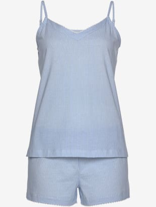 Pyjama court avec rayures discrètes - Vivance Dreams - Bleu-blanc