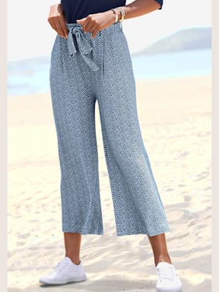 Pantalon+large+jupe-culotte+imprimee+en+jersey+-+LASCANA+-+bleu+imprime