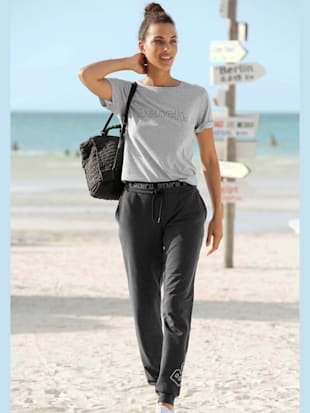 T-shirt - Bench. - Gris Clair Chiné, Blanc