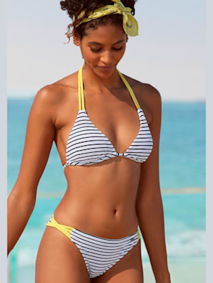 bas de maillot de bain imprimé à rayures avec détails contrastés - venice beach - noir-blanc-citron vert