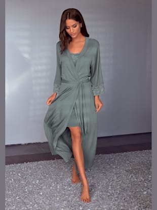 Élégant kimono maxi avec détails en dentelle - LASCANA - Bleu Pétrole