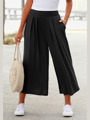 Jupe culotte pantalon en tissu avec large ceinture élastique - LASCANA - Noir